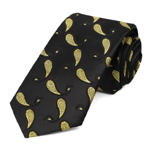 Black and Gold Fairport Paisley Slim Necktie