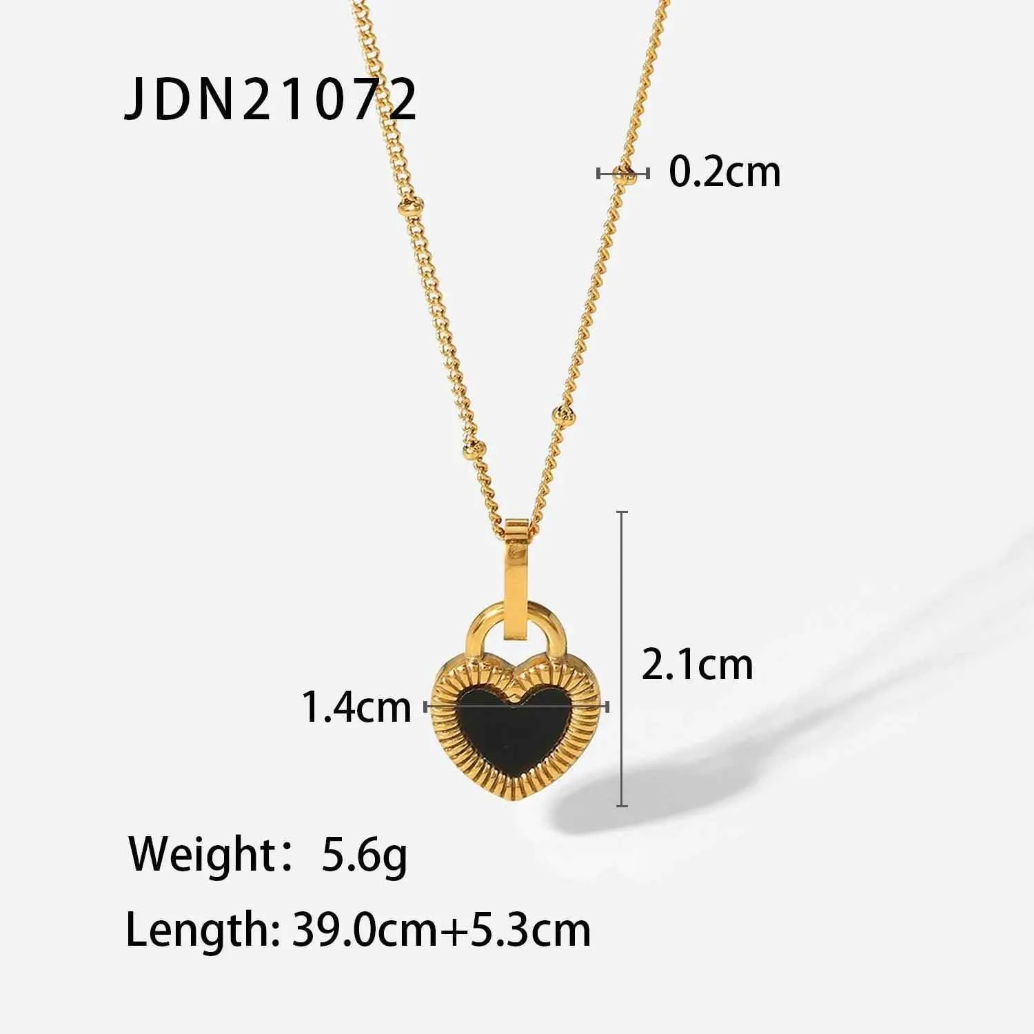 Black Double-Sided Heart Pendant Necklace Charm Jewelry NCJOI36