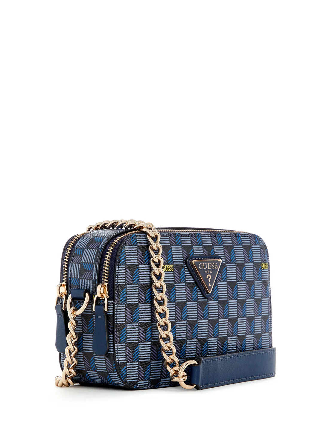 Blue Logo Vikky Camera Crossbody Bag