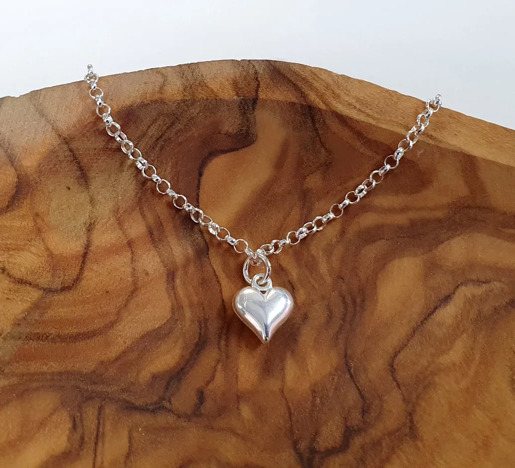Bridesmaid Puffy Heart Bracelet in Sterling Silver 925, Personalised Jewellery Gift