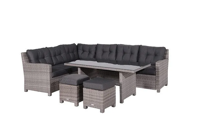 Brittany Rattan 5 Piece Dining Set- Grey