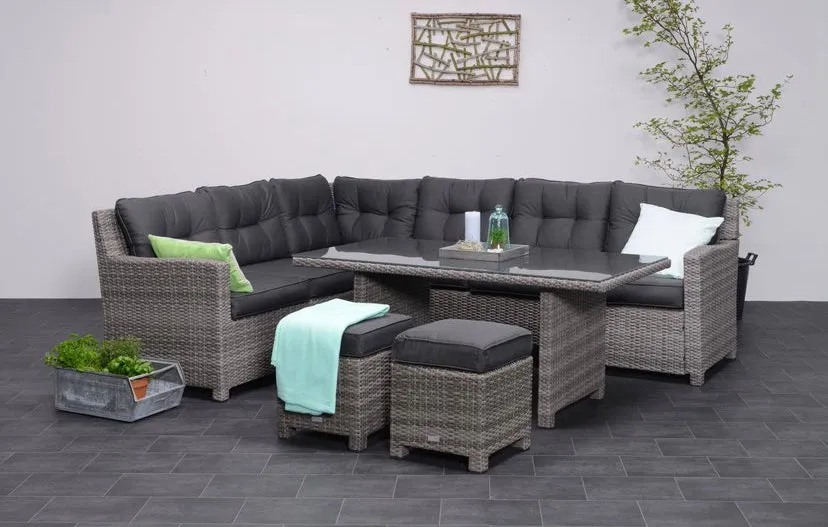 Brittany Rattan 5 Piece Dining Set- Grey