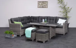 Brittany Rattan 5 Piece Dining Set- Grey