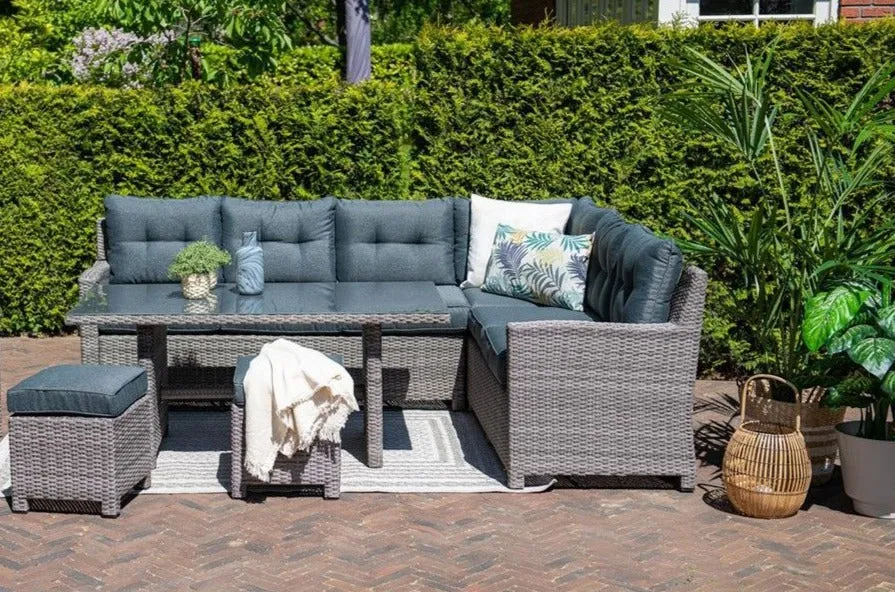 Brittany Rattan 5 Piece Dining Set- Grey