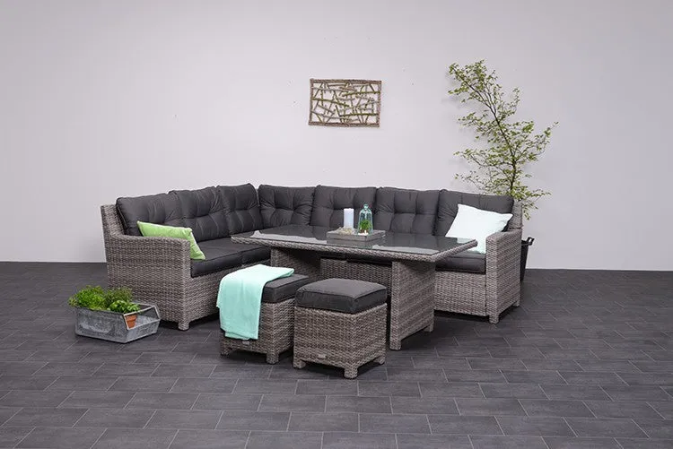 Brittany Rattan 5 Piece Dining Set- Grey