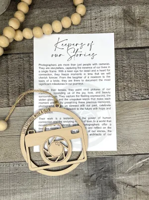 Camera Photographer Ornament - Story of Keeper of Our Stories