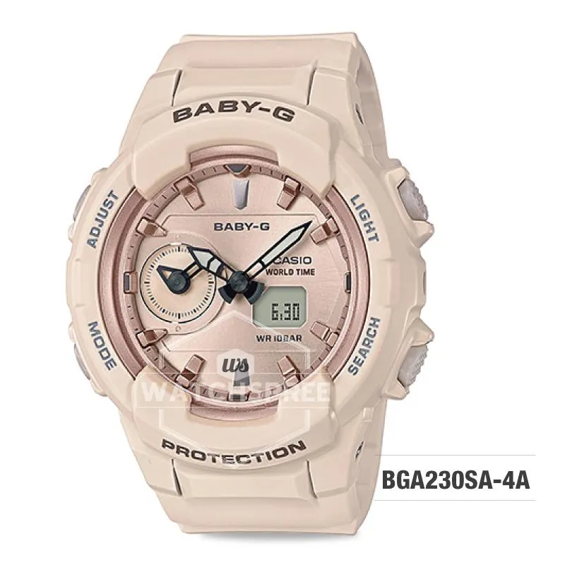 Casio Baby-G Standard Analog Digital Pink Beige Resin Band Watch BGA230SA-4A BGA-230SA-4A