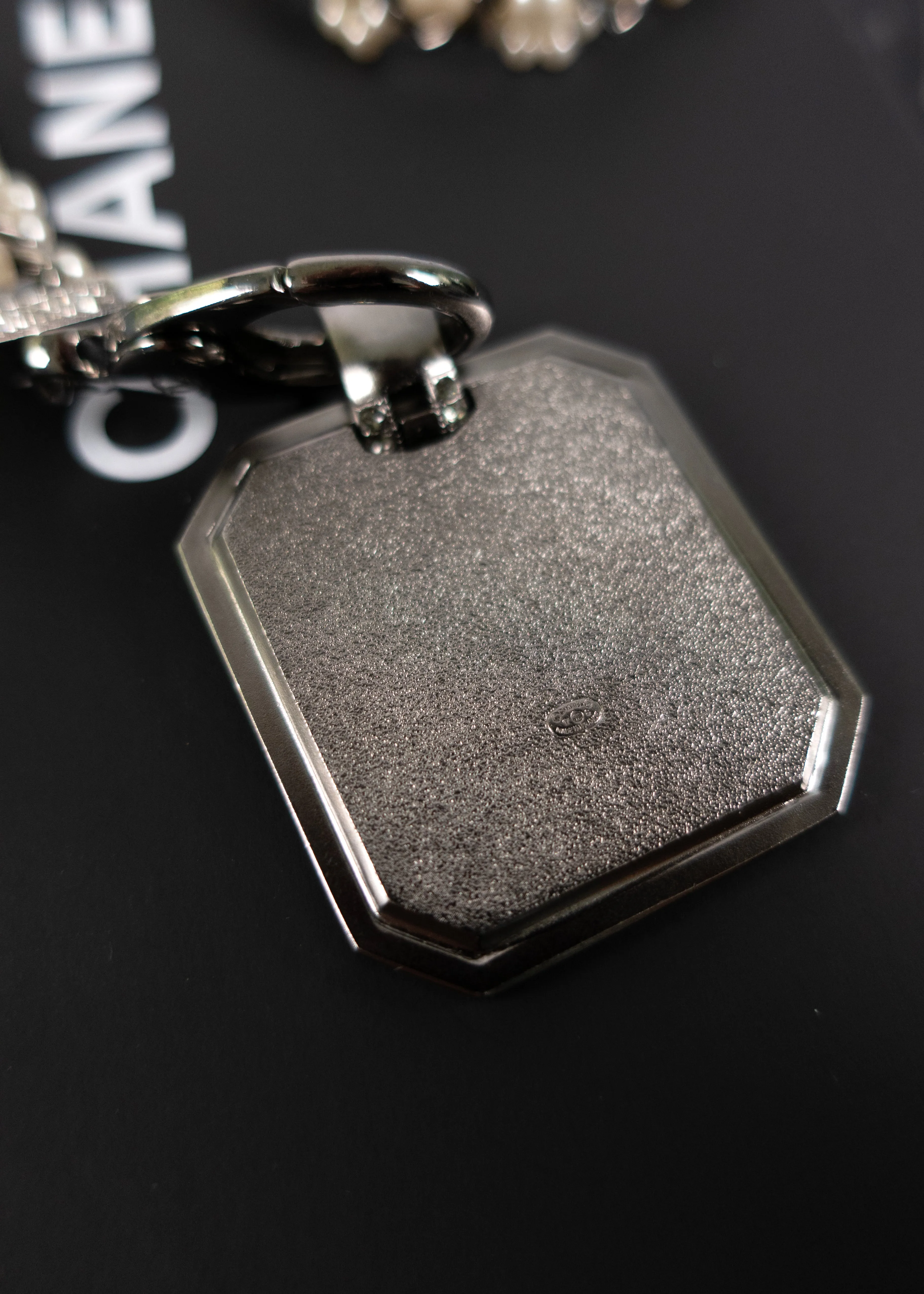 Chanel Pearl & Strass Lanvard CC Logo Pendant Necklace