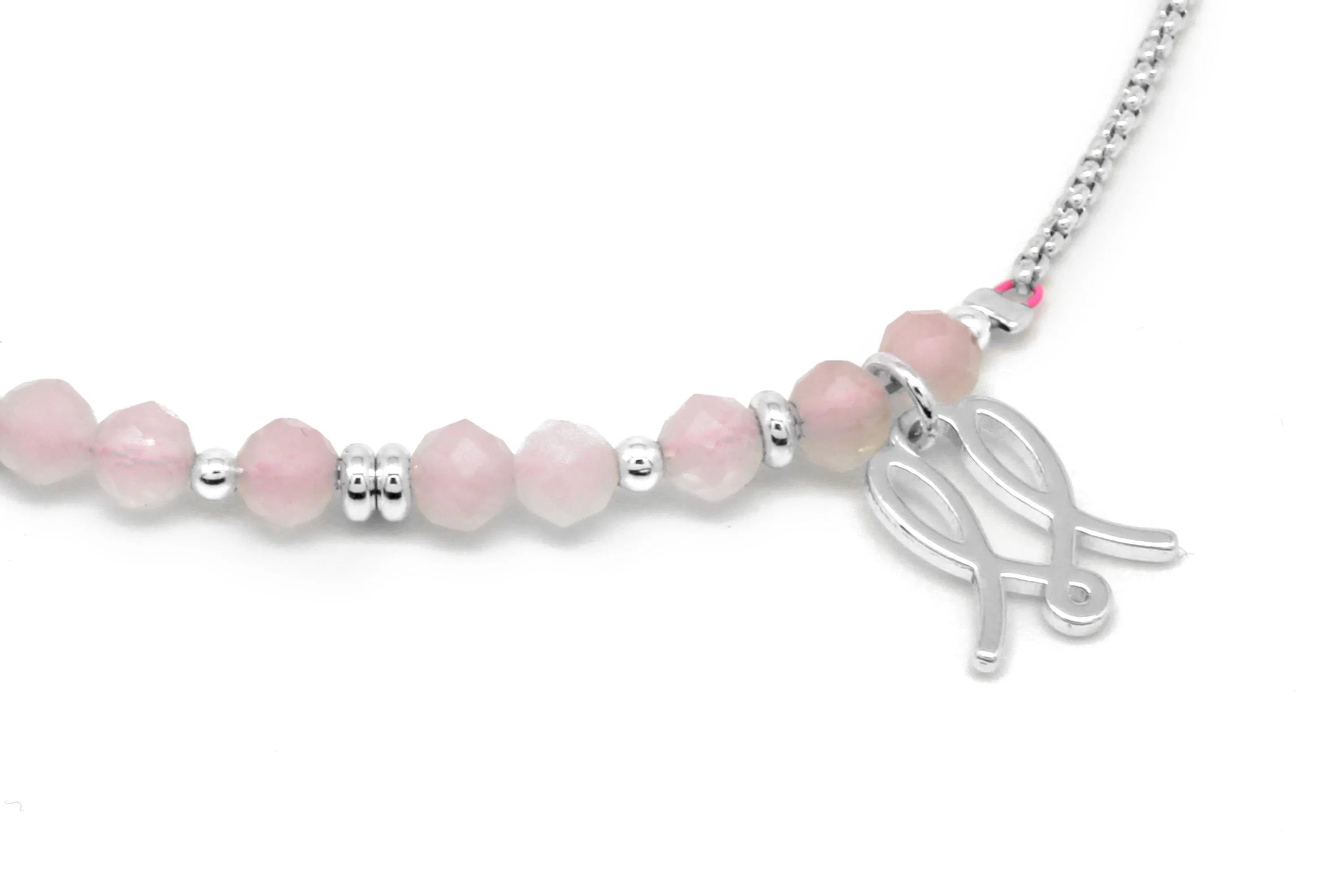 Cherished Rose Quartz Silver Bracelet