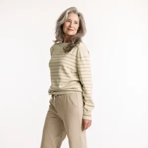 Classic Crew Sweater - Pearl Stripe