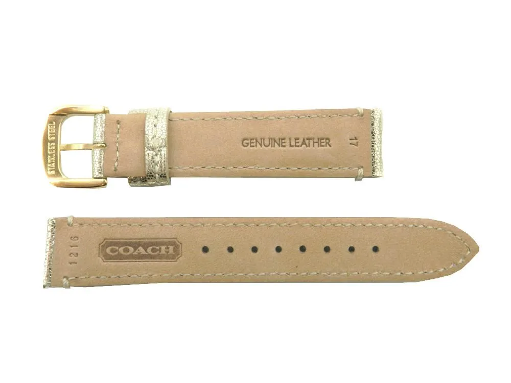 Coach 17mm Shiny Gold Leather Women's Watch Strap