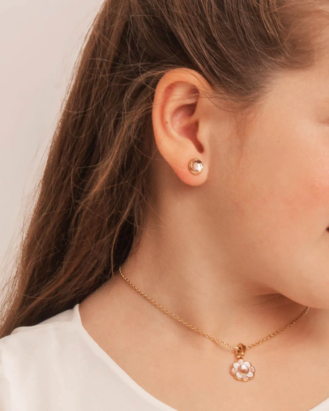 Confirmation Pink Water Lily Pendant, Gold