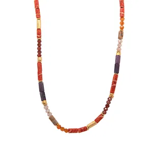 Coral, Carnelian, Garnet, Ruby, Jasper and Zircon 3mm Necklace 24K Fair Trade Gold Vermeil