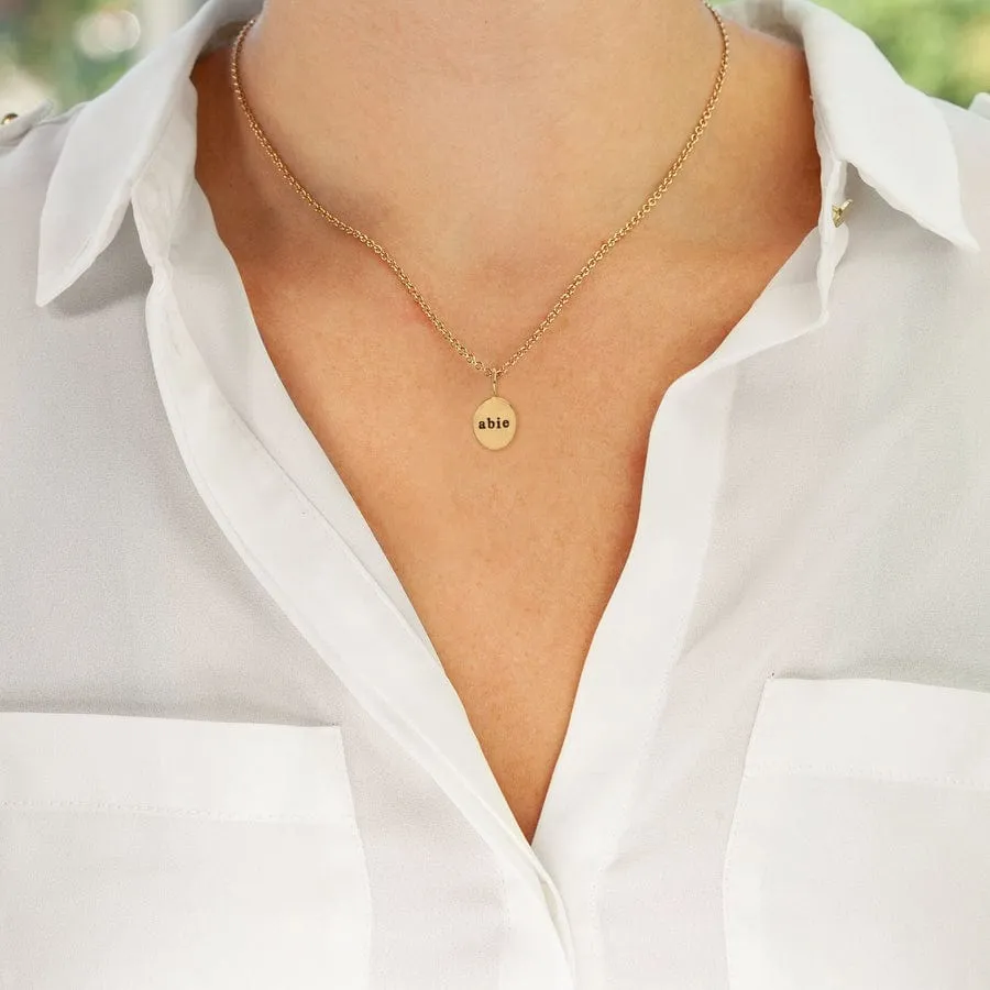 Custom Order Mini Gold Name Oval Charm