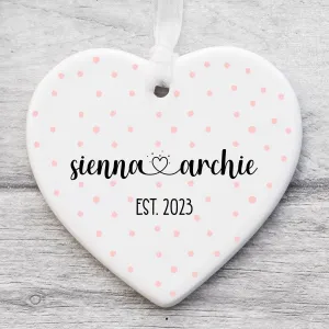 Customisable Ceramic Heart Ornament - Anniversary Love Token - For Couples