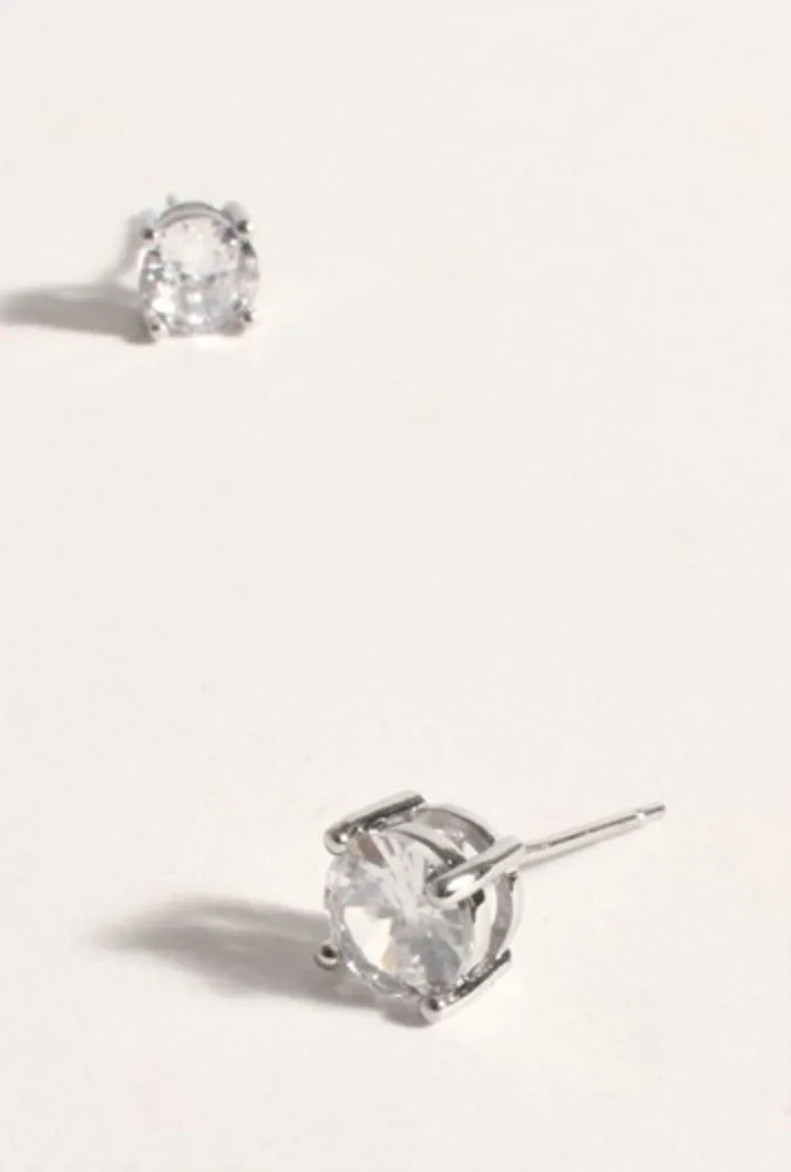 CZ Stud Earring Crystal/Silver