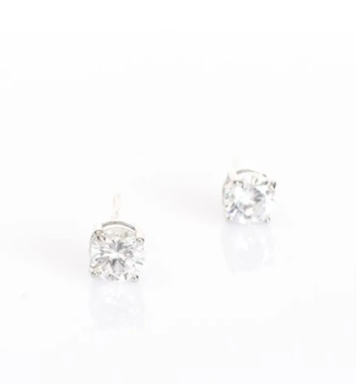 CZ Stud Earring Crystal/Silver