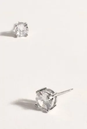 CZ Stud Earring Crystal/Silver