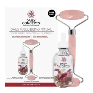 Daily Concepts Rose Quartz Facial Roller & Rose Oil 2.02oz