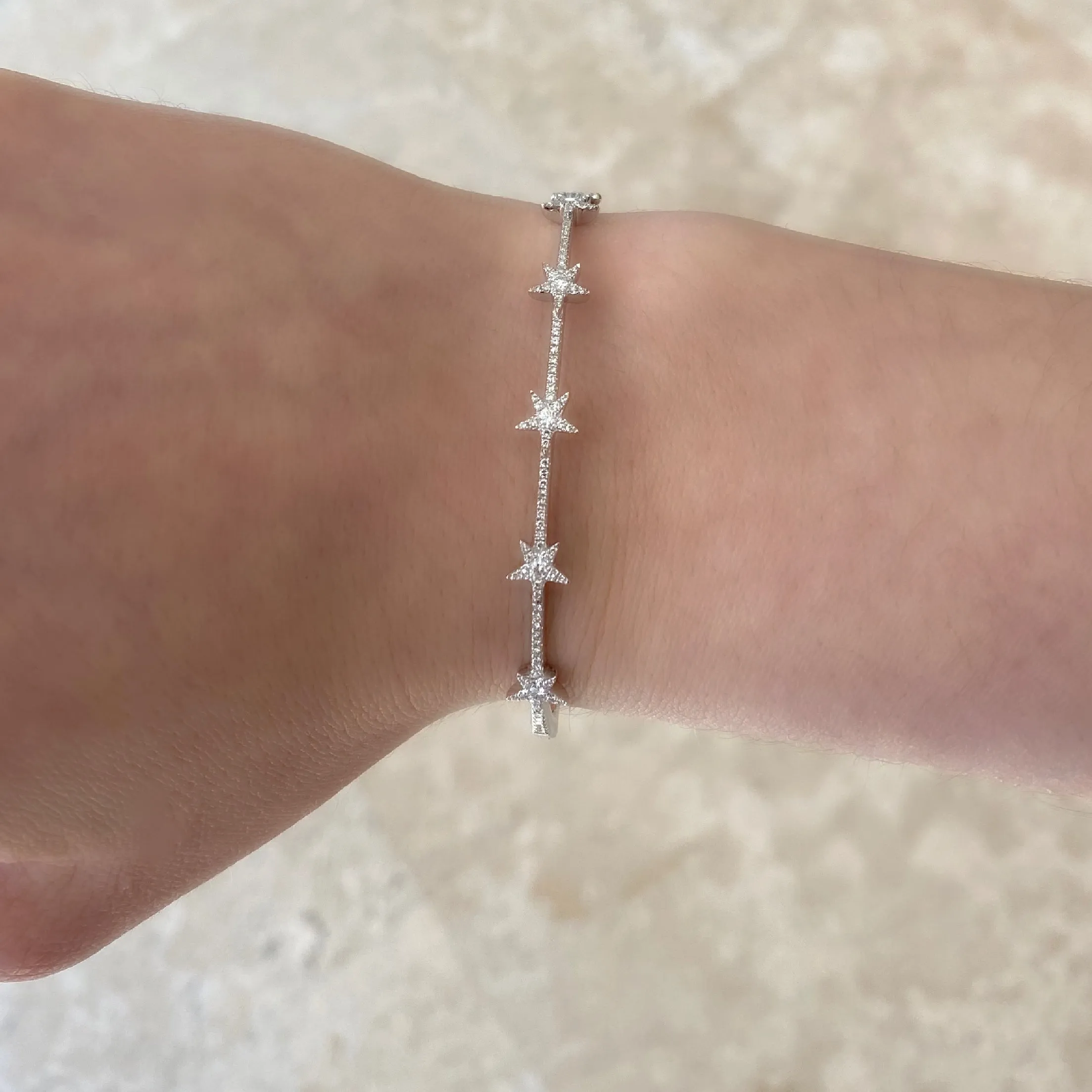 Dainty Diamond Star Bangle Bracelet