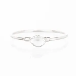 Dainty Raw Herkimer Diamond Ring in Sterling Silver