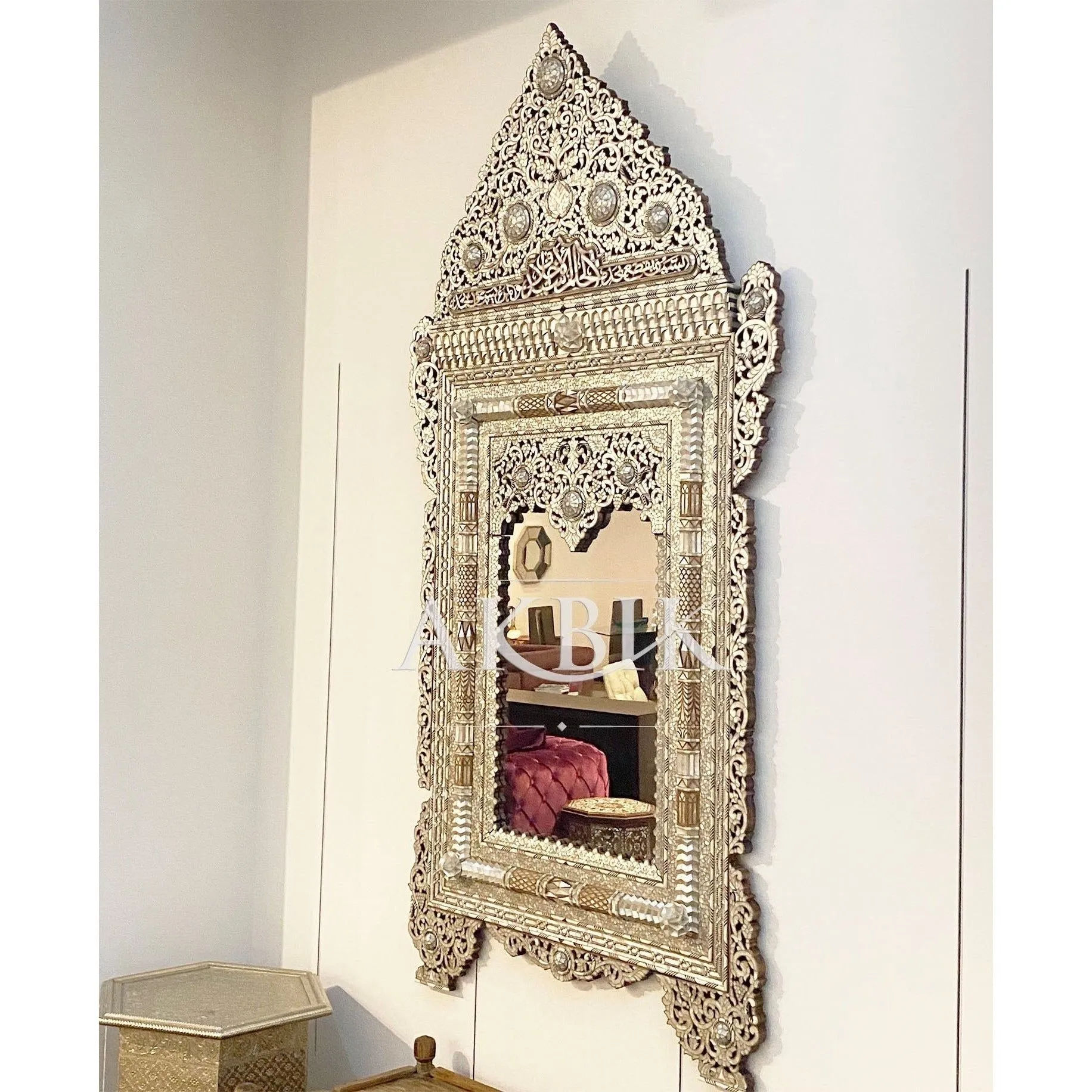 Damascene Tradition: Pure Mother of Pearl Mirror