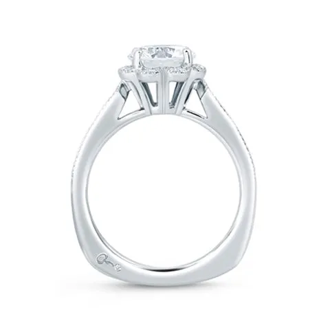 Deco Floral Halo Engagement Ring