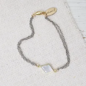 Diamond Pearl Two Tone Bracelet