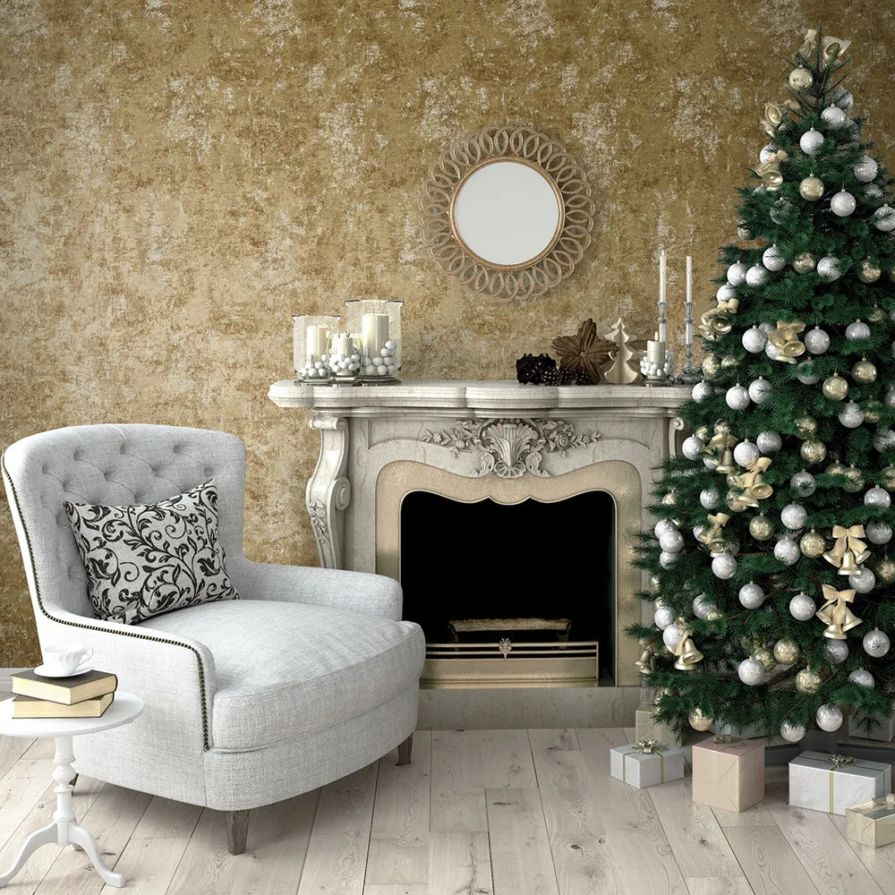 Distressed Gold Leaf Peel and Stick Wallpaper