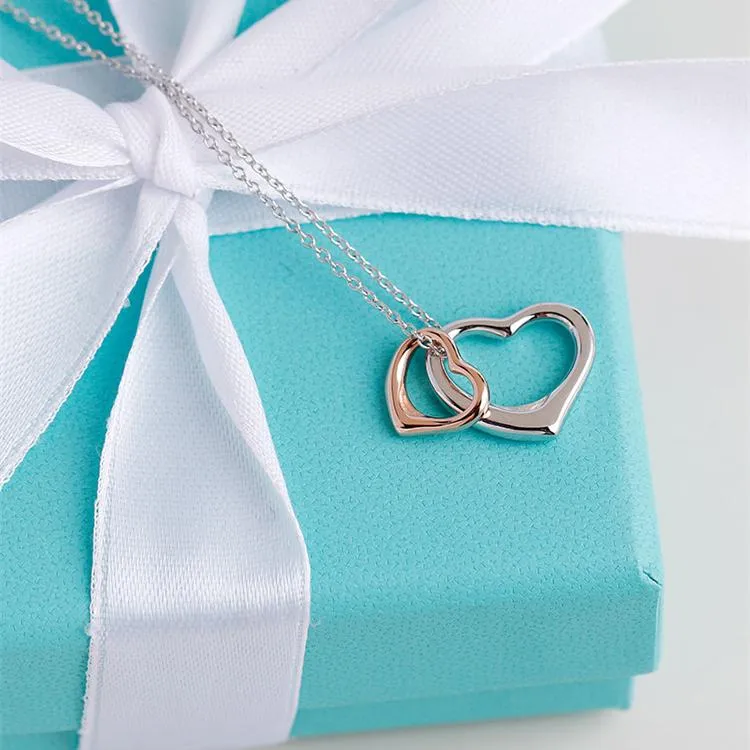Double Heart Sterling Silver Pendant-Gorgeous and Fine Quality!