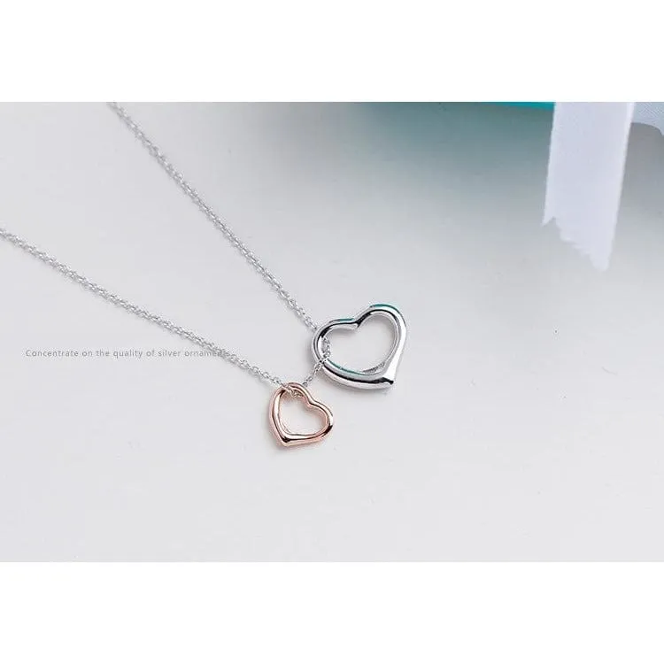 Double Heart Sterling Silver Pendant-Gorgeous and Fine Quality!