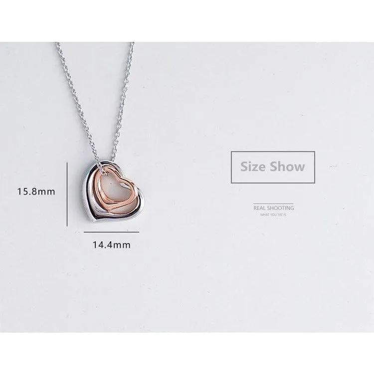 Double Heart Sterling Silver Pendant-Gorgeous and Fine Quality!
