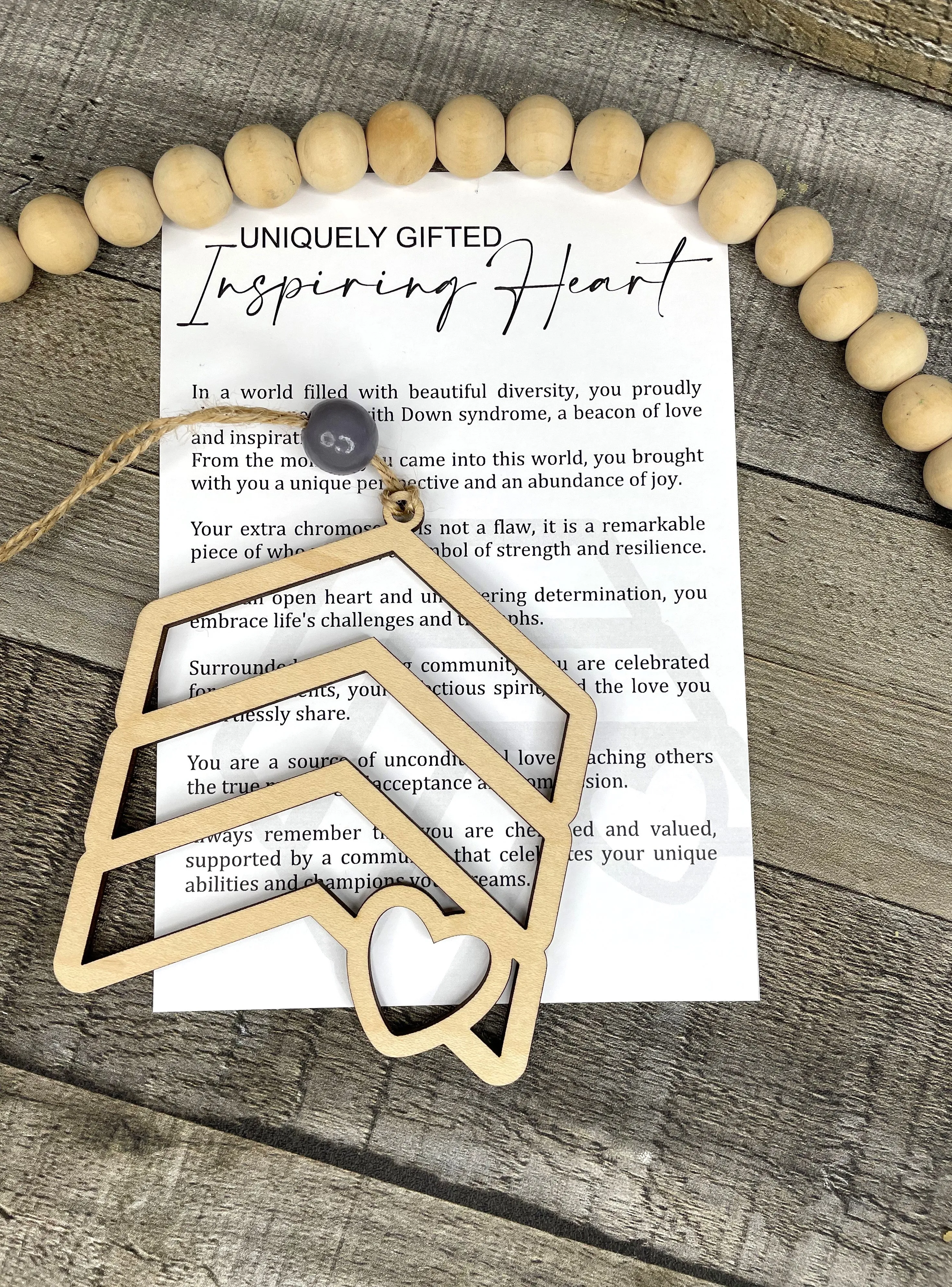 Down Syndrome Ornament - Story of the Uniquely Gifted Inspiring Heart