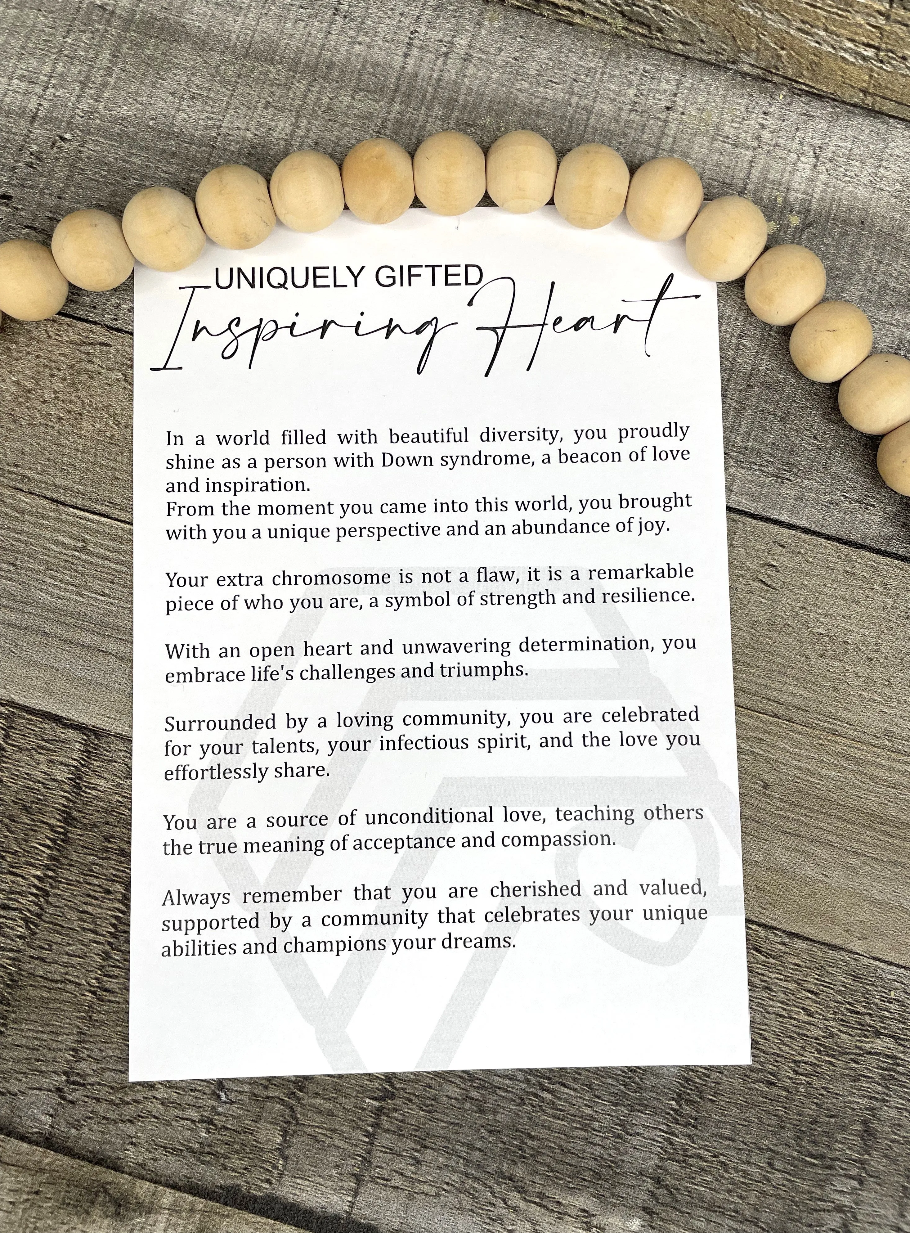 Down Syndrome Ornament - Story of the Uniquely Gifted Inspiring Heart