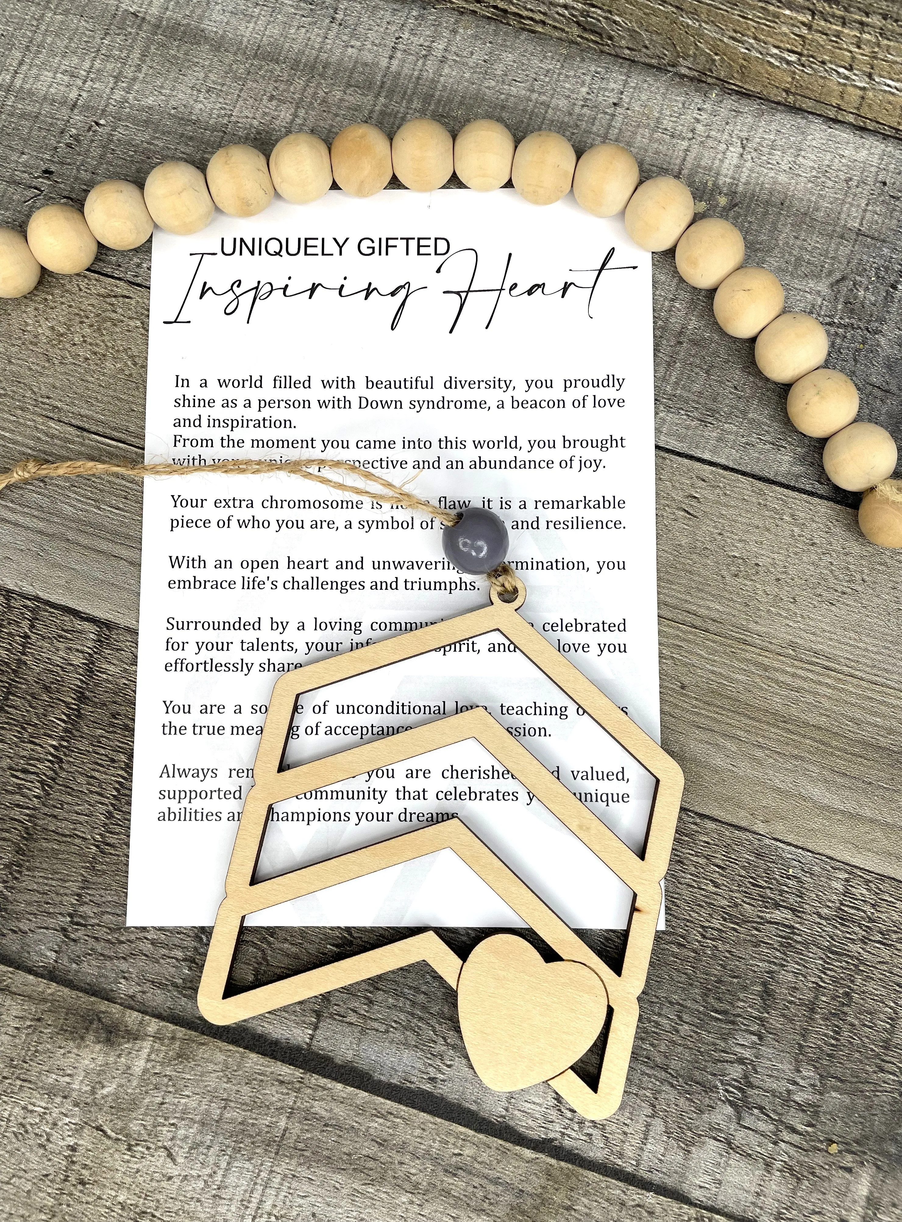 Down Syndrome Ornament - Story of the Uniquely Gifted Inspiring Heart