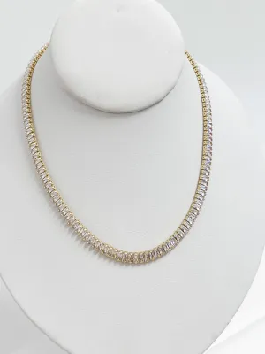 Elena - Baguette Gold Tennis Necklace