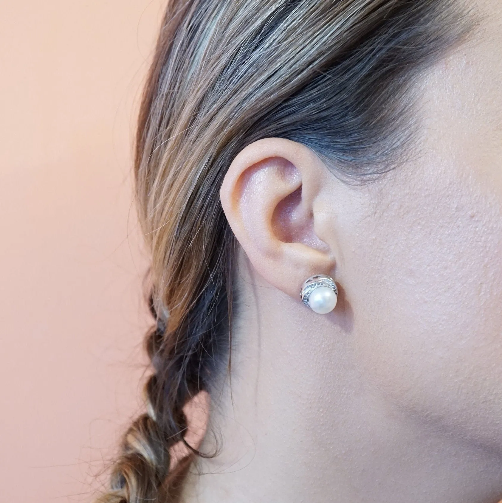 Ellie X - Real Freshwater Pearl Silver Stud Earrings