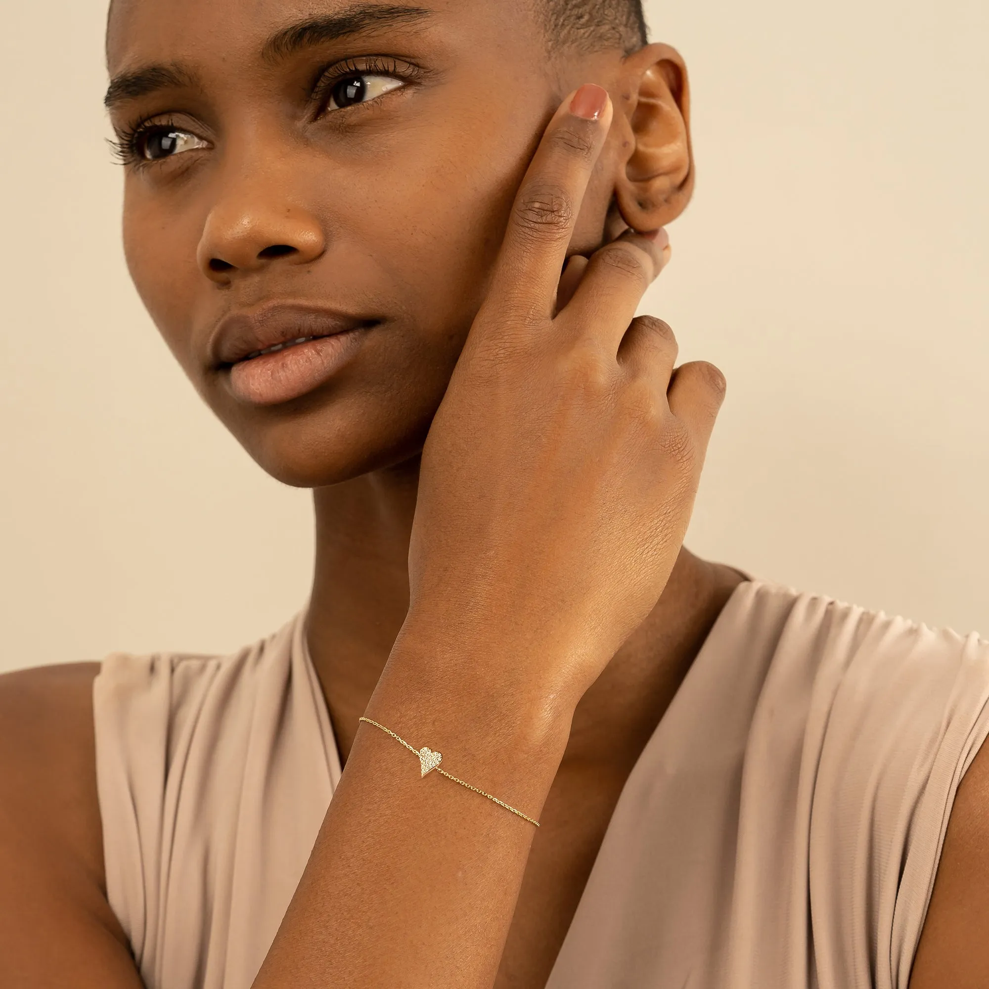 Elongated Diamond Heart Bracelet, Lily