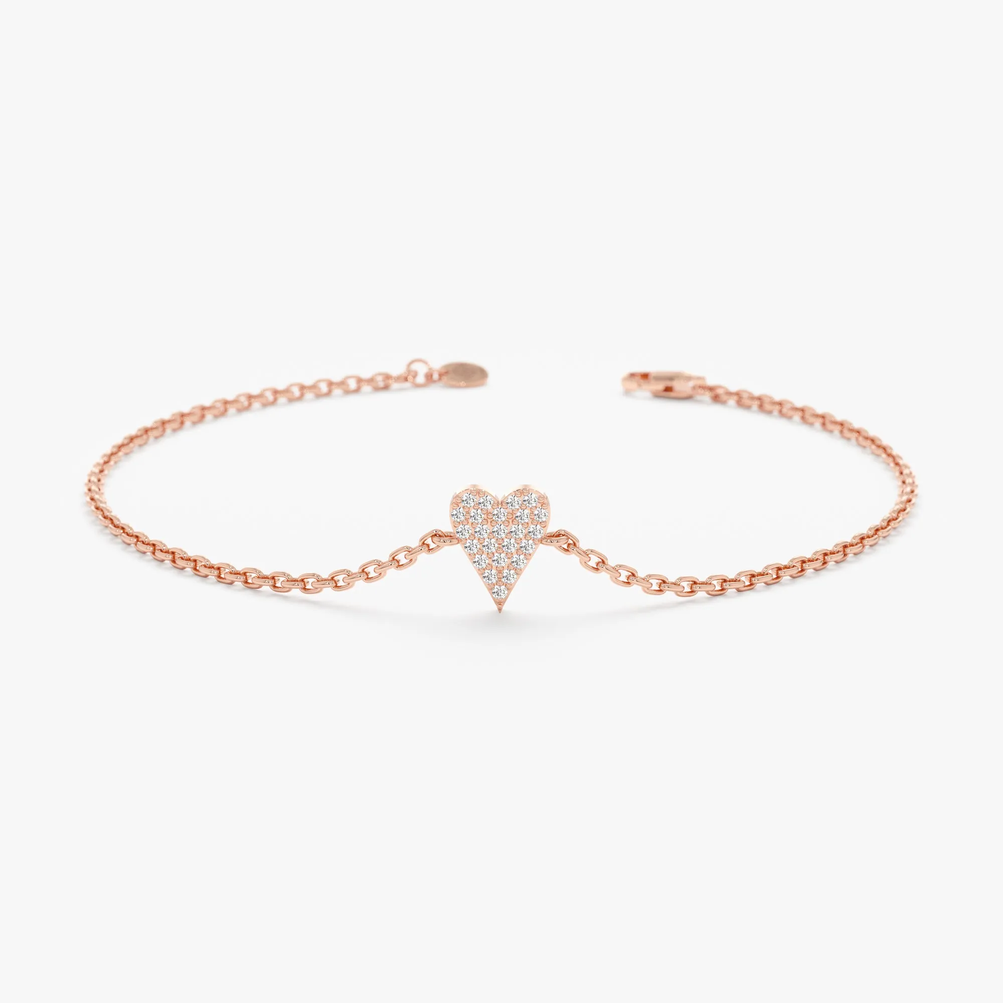 Elongated Diamond Heart Bracelet, Lily