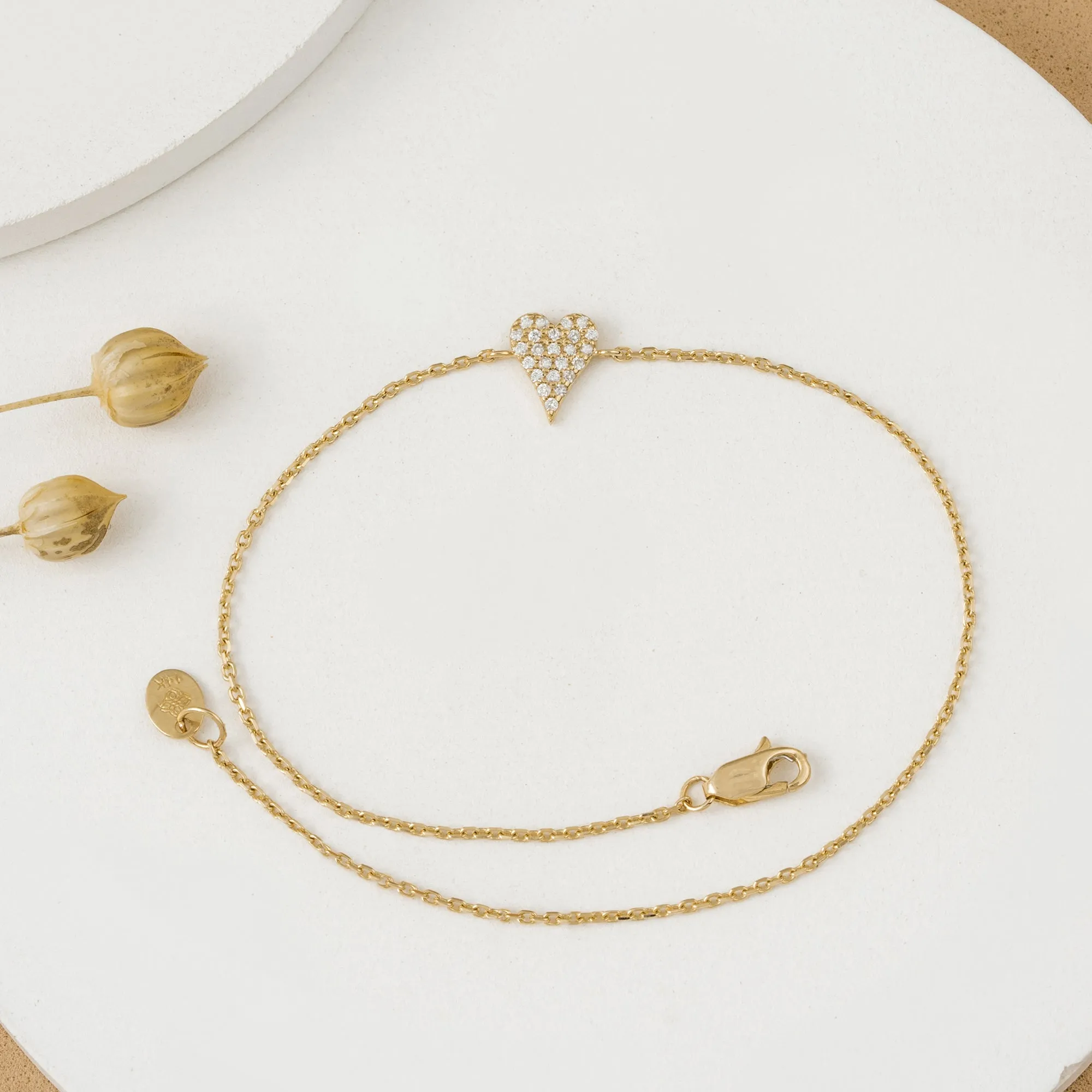 Elongated Diamond Heart Bracelet, Lily