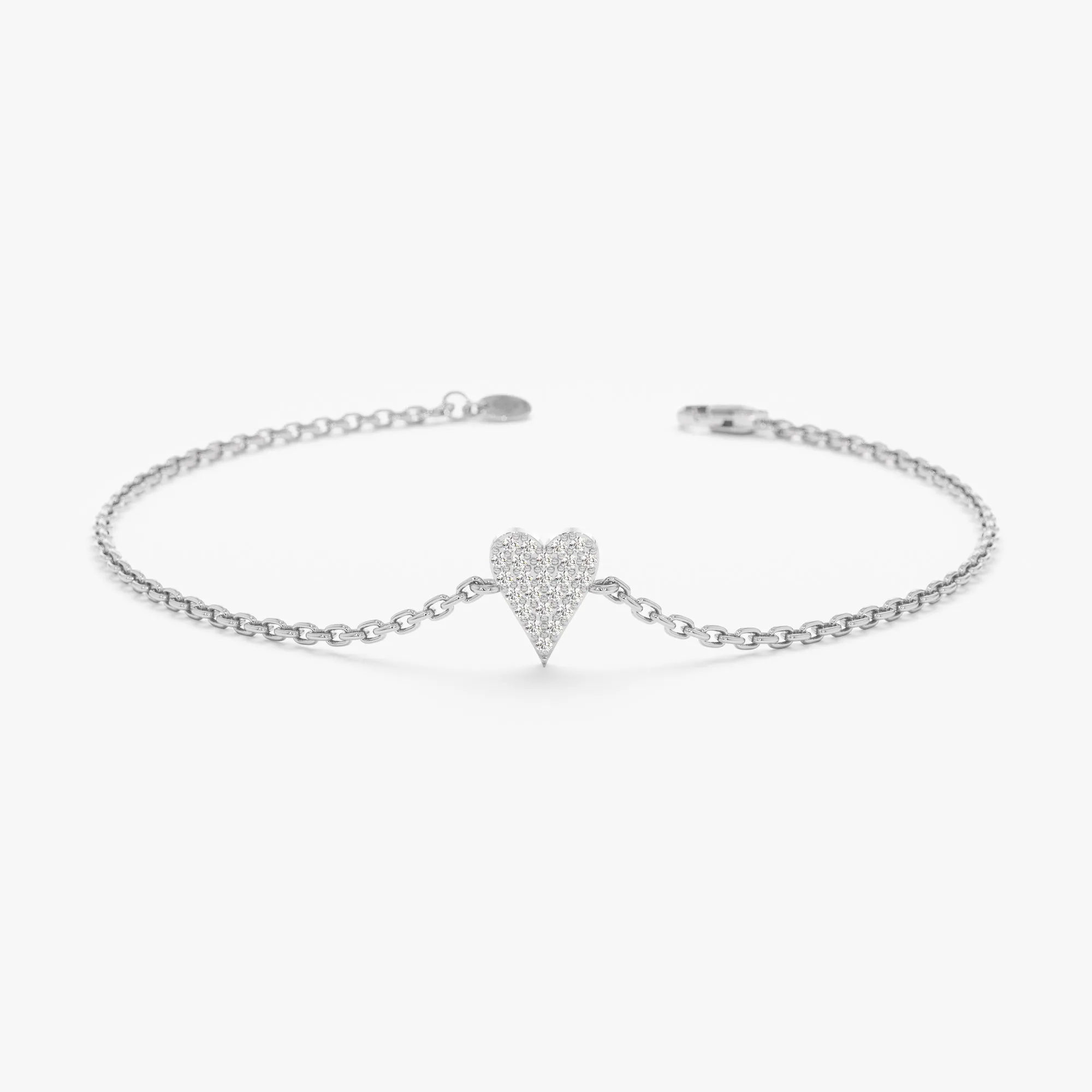 Elongated Diamond Heart Bracelet, Lily
