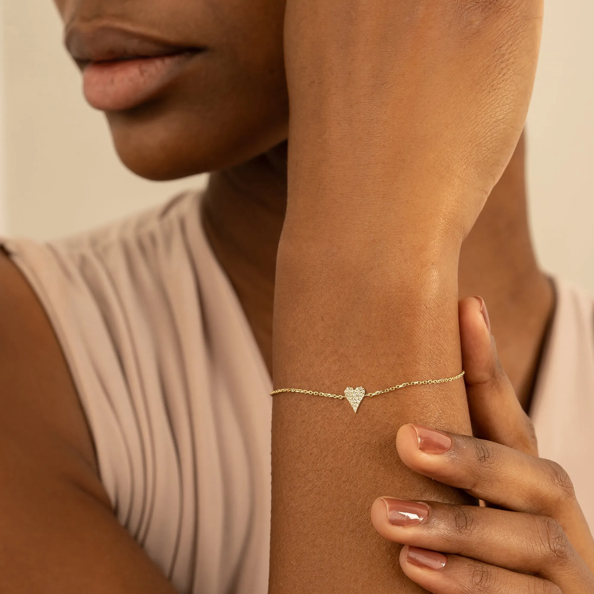 Elongated Diamond Heart Bracelet, Lily