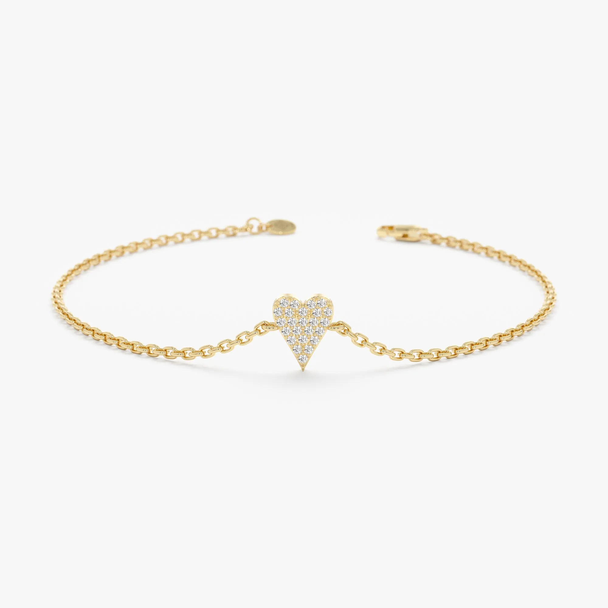 Elongated Diamond Heart Bracelet, Lily