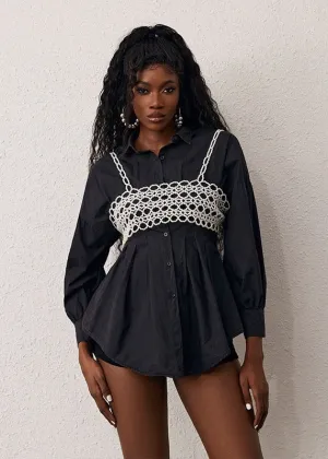 Faux Pearl Crochet Camisole Vest