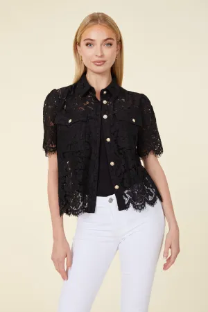 Floral Lace Pearl Button Blouse