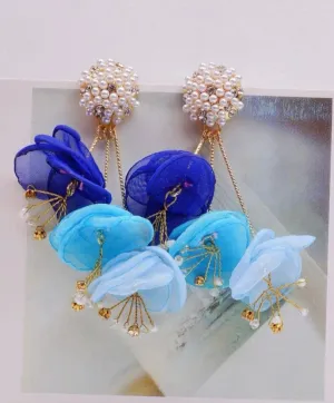 Flower Faux Pearl Drop Earrings
