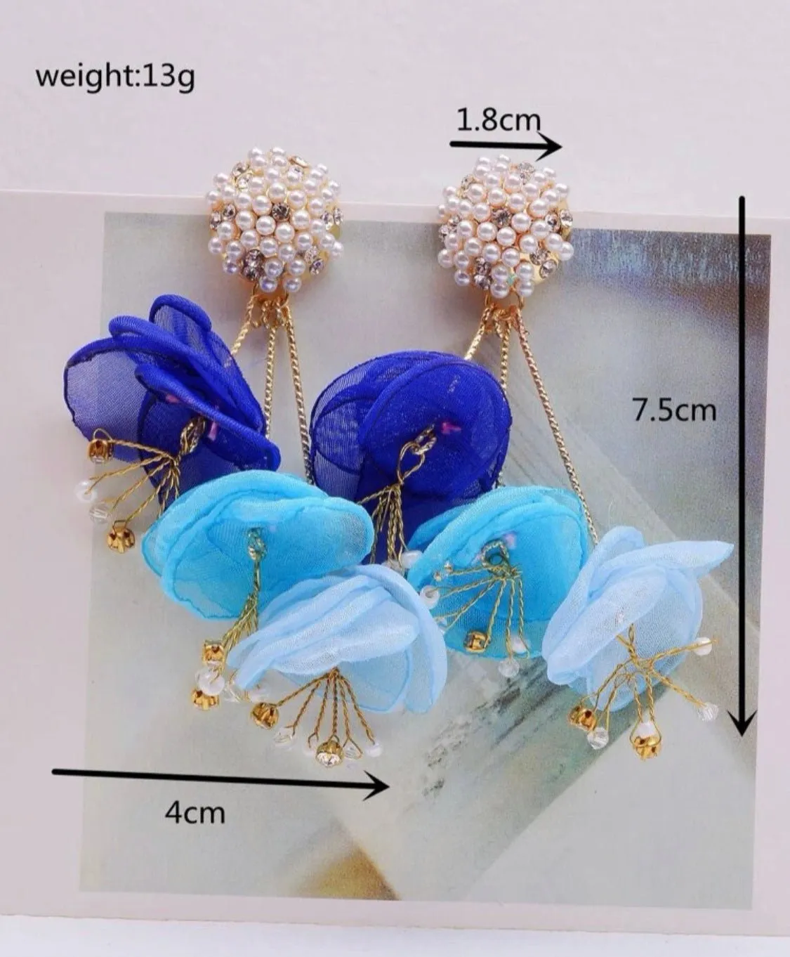 Flower Faux Pearl Drop Earrings