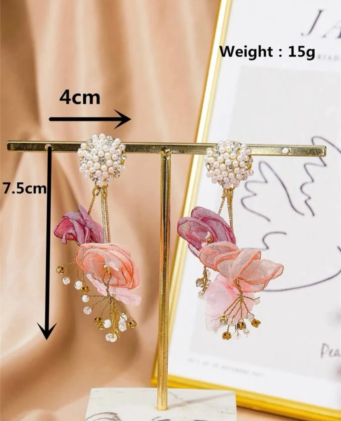 Flower Faux Pearl Statement Earrings