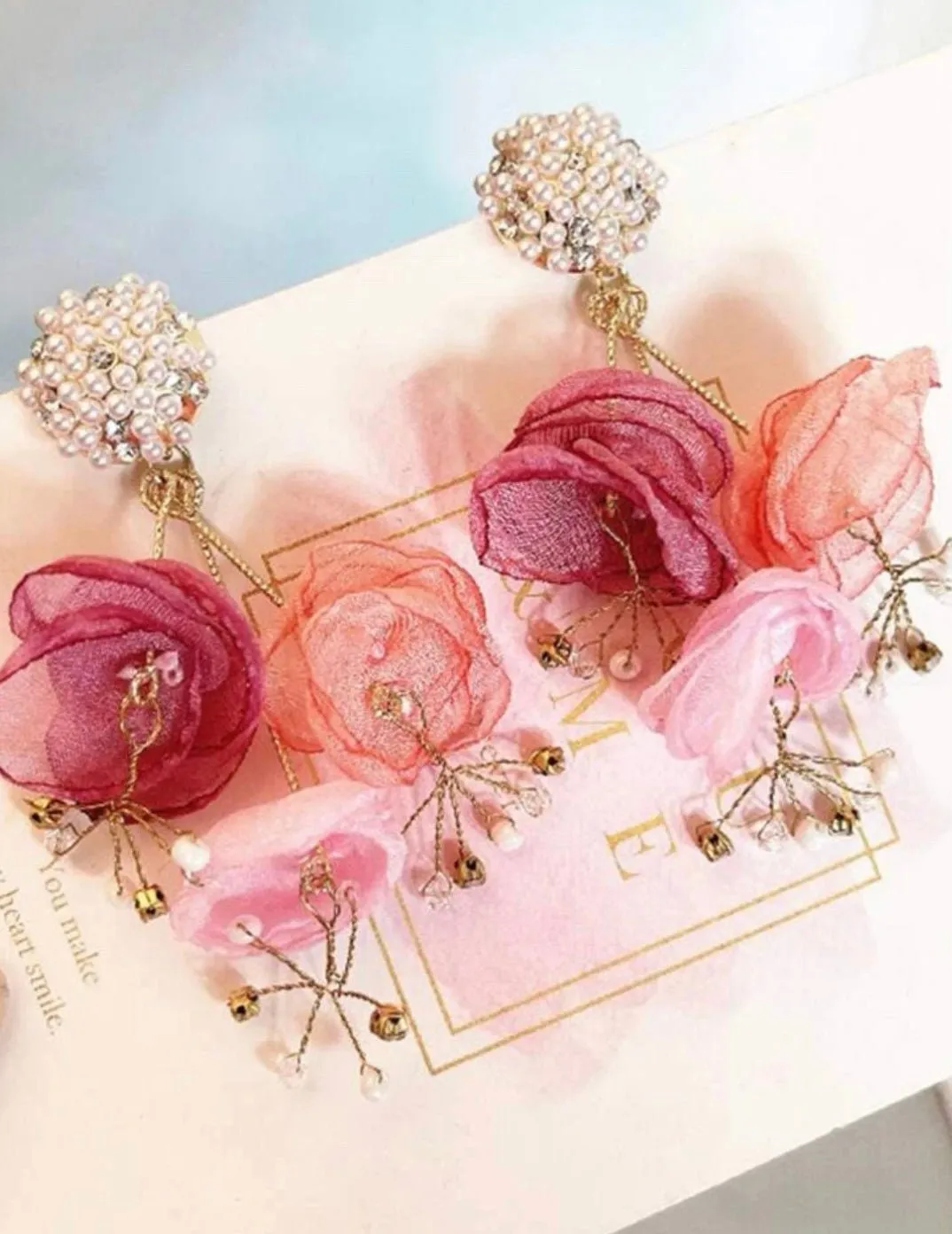 Flower Faux Pearl Statement Earrings