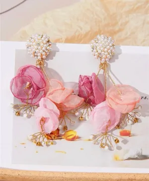 Flower Faux Pearl Statement Earrings